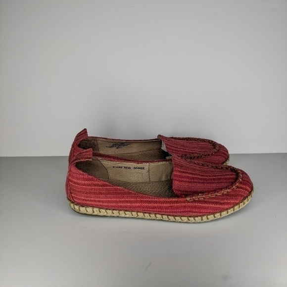 BORN ESPADRILLE RED FLATS 8.5 SITTON MOC TOE SLIP ON SHOES LOAFER TEXTILE COMFY - Picture 5 of 11